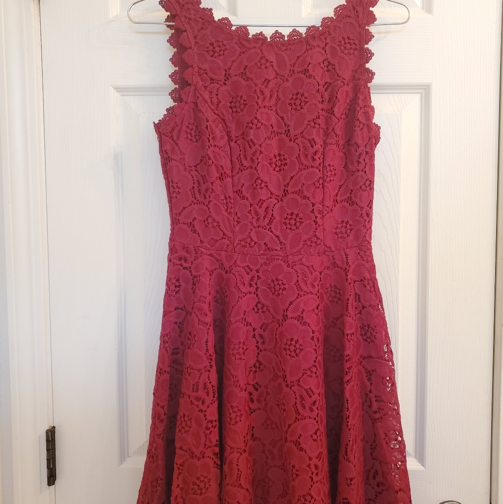 Red lace dress fit and flare NWT